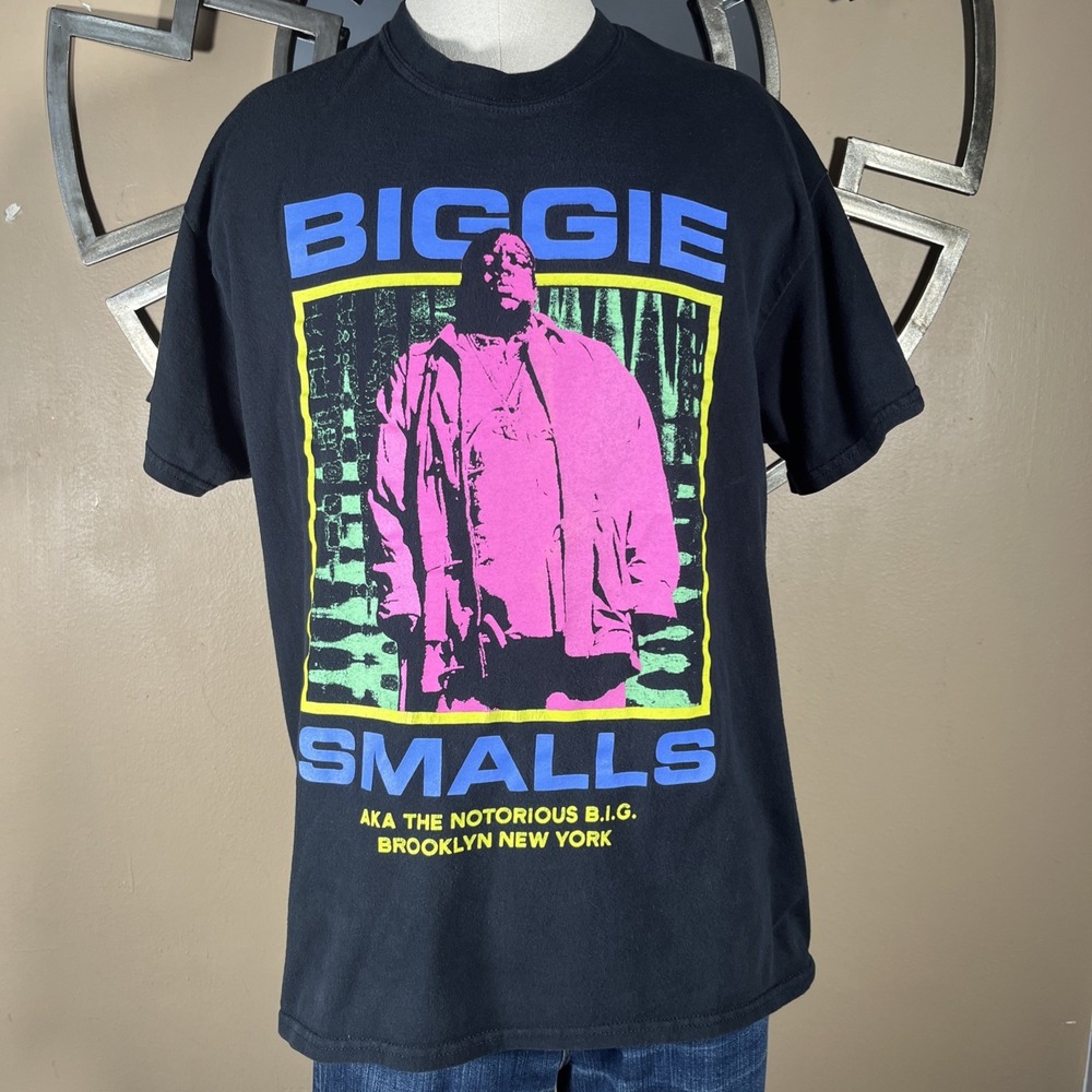 The Notorious B.I.G Biggie Smalls T Shirt Black Short Sleeve Hip Hop Size Large